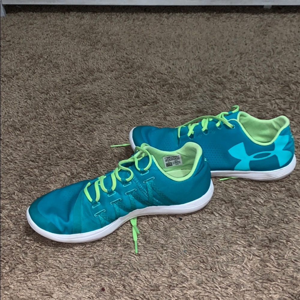 teal and green under armour shoes